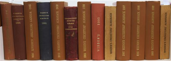 Wisden Cricketers Almanacks: 1898-1910, mixed rebound hardbacks, original linen cover and Willows reprints (13)